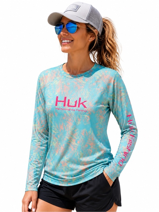 Huk Tops - Huk Women’s Multicolor Performance Fishing Long Sleeve Shirt Size M
